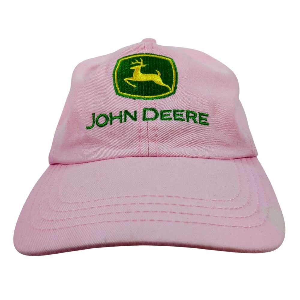 John Deere Pink Baseball Cap Hat Adjustable Strap Agriculture Farming Logo